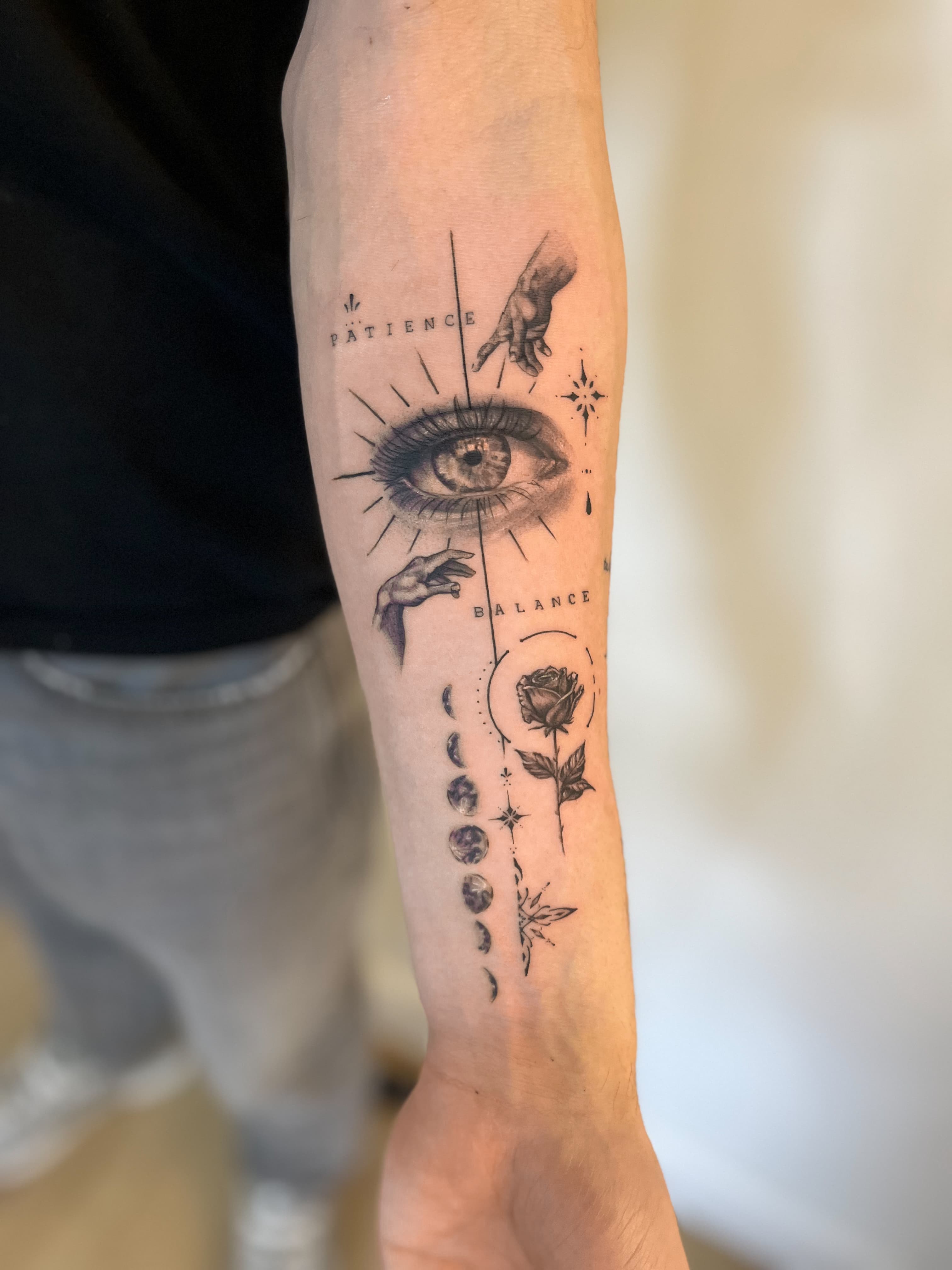 Fine line illustrative tattoo by Emy
