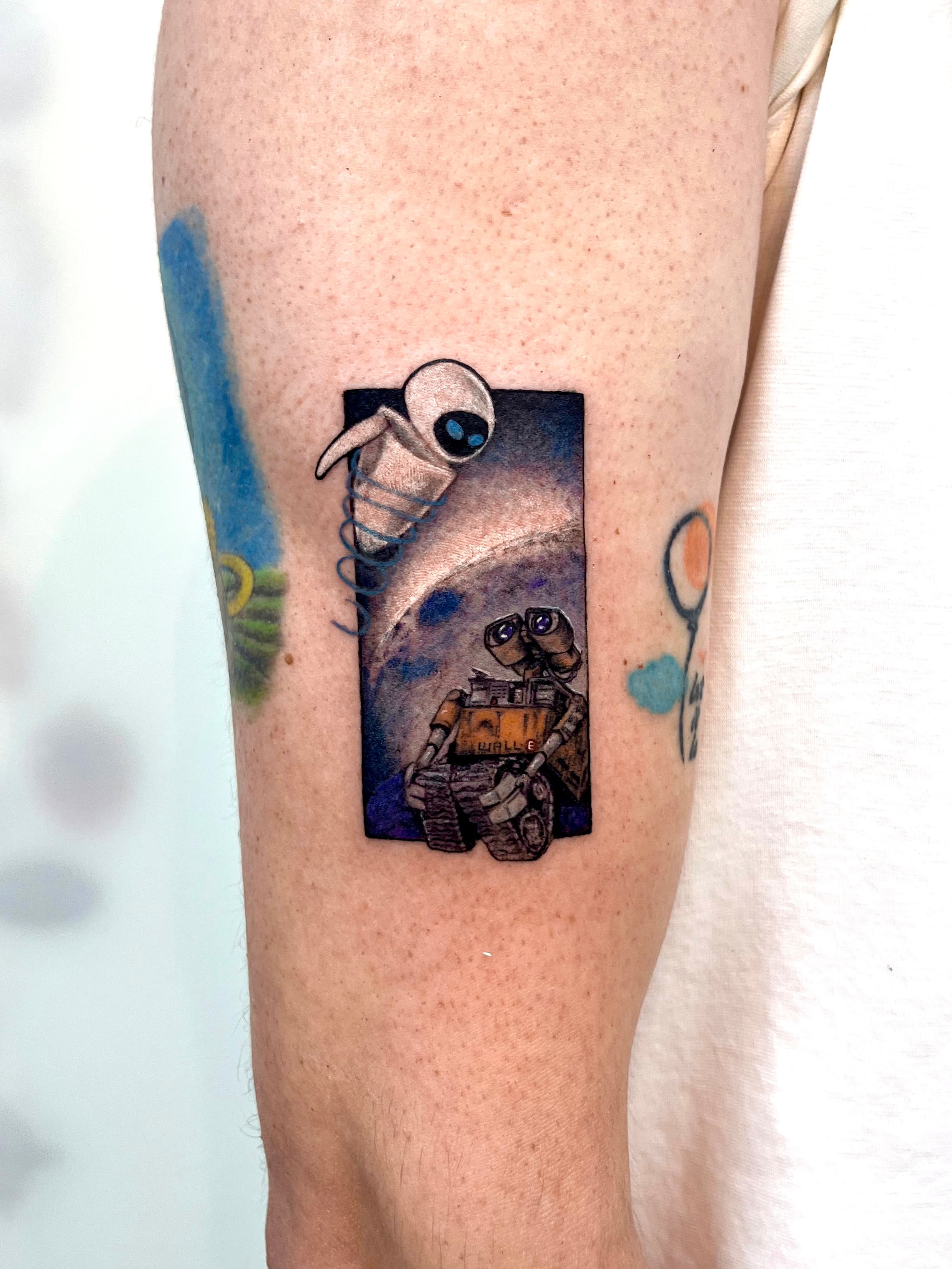 Wall-E and Eve miniature color tattoo