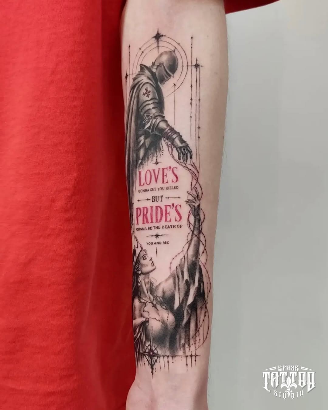 Fine line illustrative forearm composition